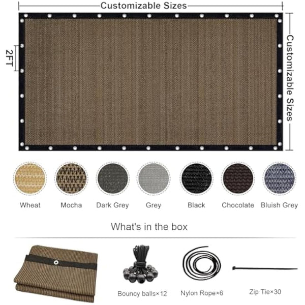 KANAGAWA 90% Sun Shade Cloth 12'X 20' Outdoor Pergola Shade Cover Canopy with Grommets UV Block Privacy Screen for Patio, Backyards, Outdoor, Carport, Garden, Mocha