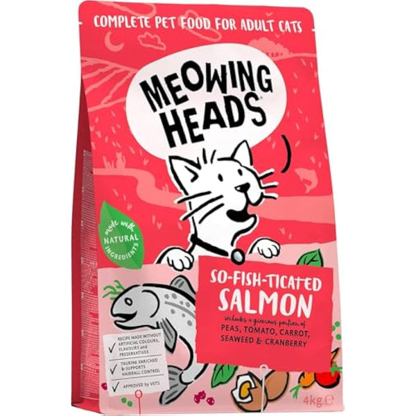 Meowing Heads Complete Dry Cat Food 4kg - So-fish-ticated Salmon - Vet Approved