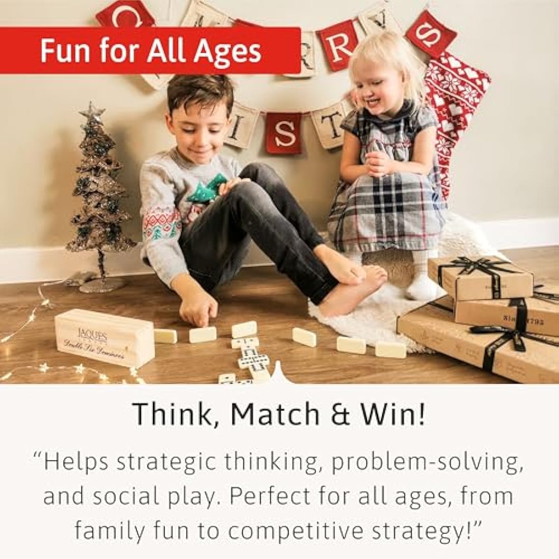 Jaques of London Dominoes Set | Complete D6 Dominoes Game for Adults & Children | Luxury Dominos Set | Traditional Games | Since 1795