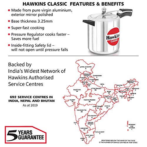 Hawkins Classic 8 Litre Pressure Cooker, Tall Design Cooker, Big Cooker, Silver (CL8T)