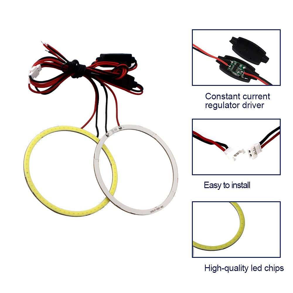Qasim Car Angel Eyes COB Light Halo Ring 120MM 93SMD Headlight Lamp White 12V 24V(Pack of 2PCS)
