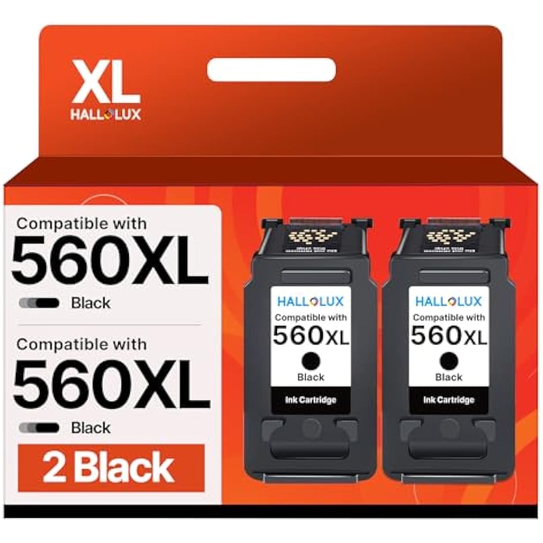 HALLOLUX 560XL Ink Cartridges for Canon 560 561 PG-560XL CL-561XL PG560 CL561 Ink Cartridges for Canon TS5350 TS5300 TS5351 TS7450 TS7451 TS5352 TS5353 (Black, 2-Pack)