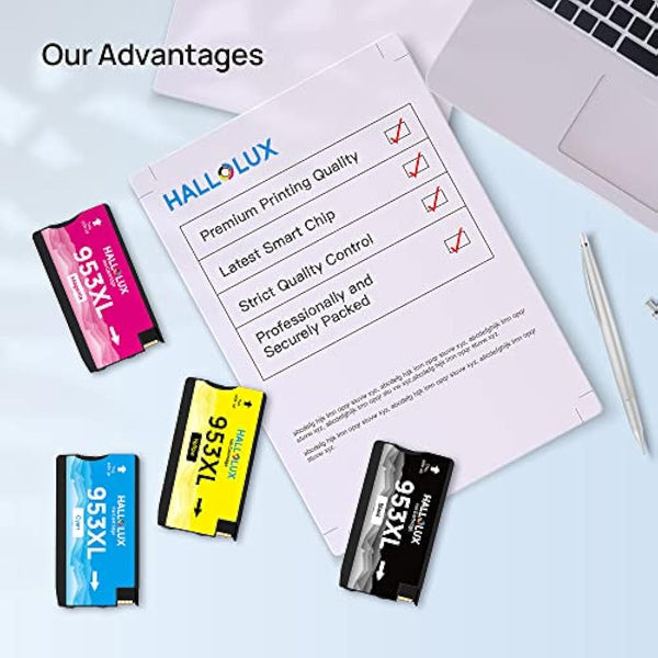 HALLOLUX 953XL Ink Cartridges Remanufactured for HP 953 XL Ink Compatible Multipack for HP Officejet Pro 7720 7730 7740 8210 8218 8710 8715 8720 8725 8728 8730 8740 (Newest Chip)