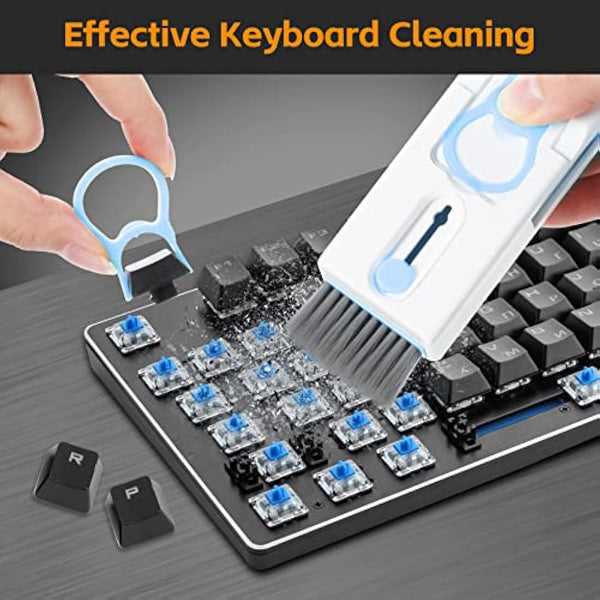 Alyvisun 11 in 1 Laptop Cleaning Kit, Multifunctional Keyboard Cleaner Brush with Keycap Puller, for Tablet, Earphones, Computer, Blue
