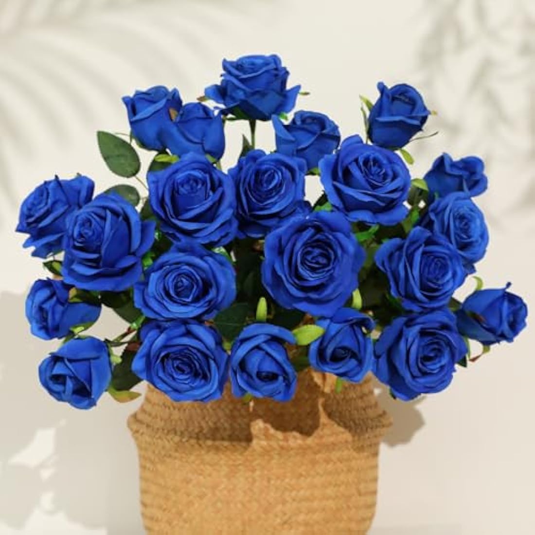 Hawesome 12PCS Artificial Roses Fake Flowers Single Long Stem Blooms With Rose Buds Wedding Decoration Bridal Bouquet Decorative Flower Arrangement Home Decoration Party Centerpieces in Blue