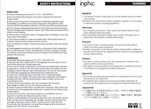 INPHIC IN10P Lightweight Wireless Gaming Mouse, Tri-Mode Wireless Mouse with Bluetooth/ 2.4G/ USB-C Wired, 60g Superlight, PAW3395 26K DPI Sensor, 8kHz Polling Rate, Fully Programmable, Black