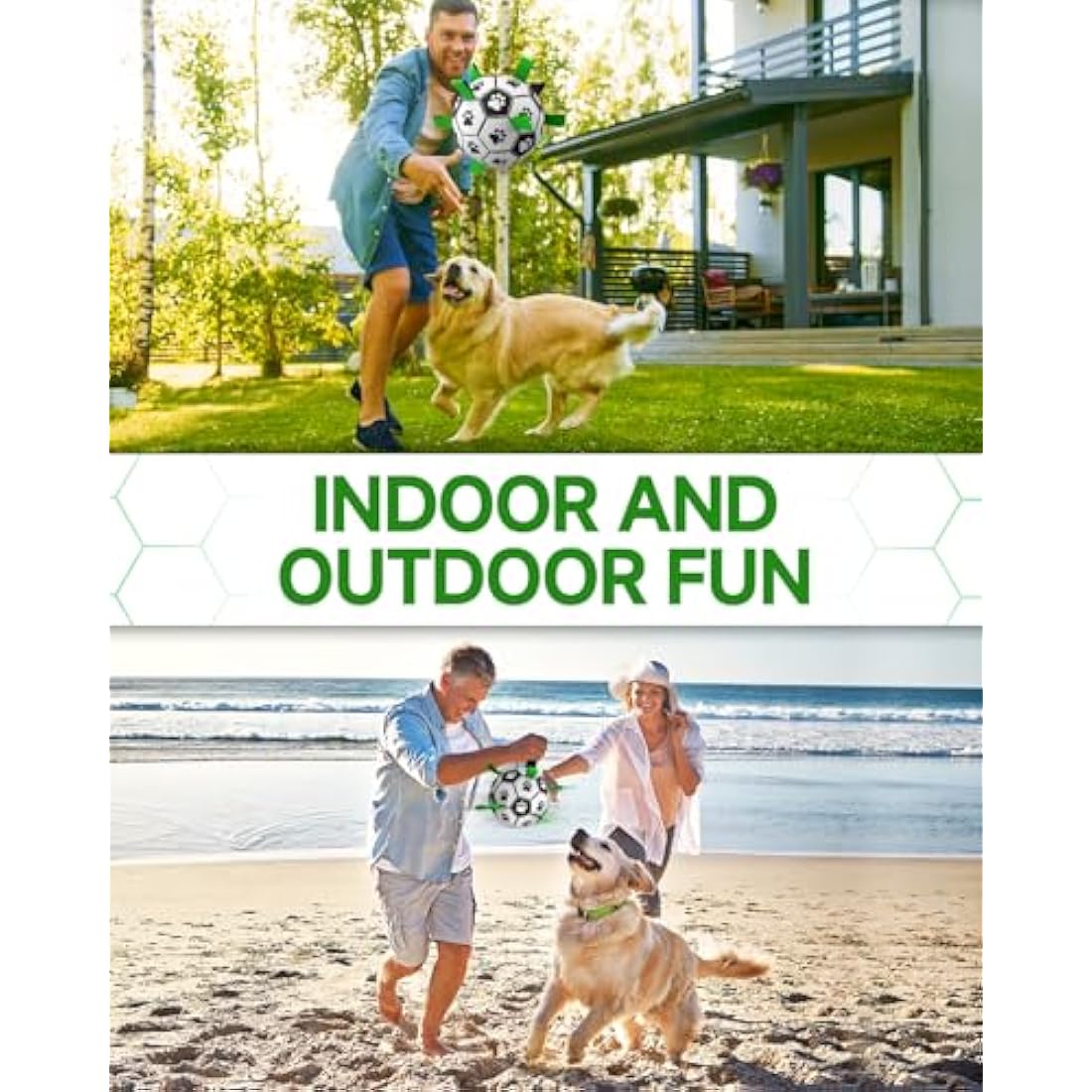 HETOO Interactive Dog Football Toys with Grab Tabs, Durable Dog Water Balls for Small Medium Breed, Indoor & Outdoor (6 Inch)