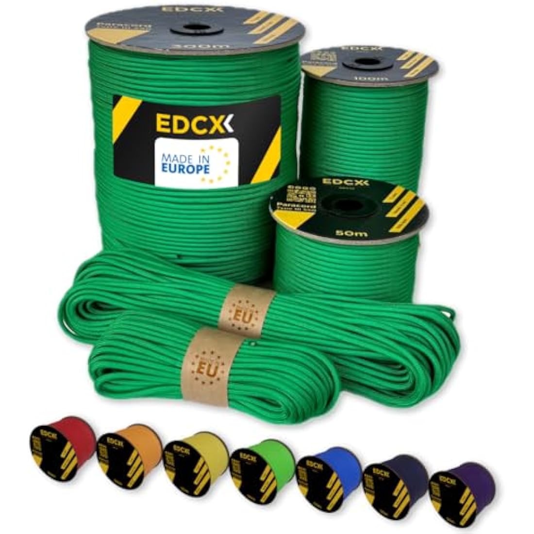 EdcX Paracord 4mm, 35+ Solid Colors (10m, 15m, 30m, 50m, 100m, 300m) | Ideal for Crafting, DIY, Camping, Survival, Outdoor | 100% Nylon Rope 4mm | Tactical Cord 550 Type III