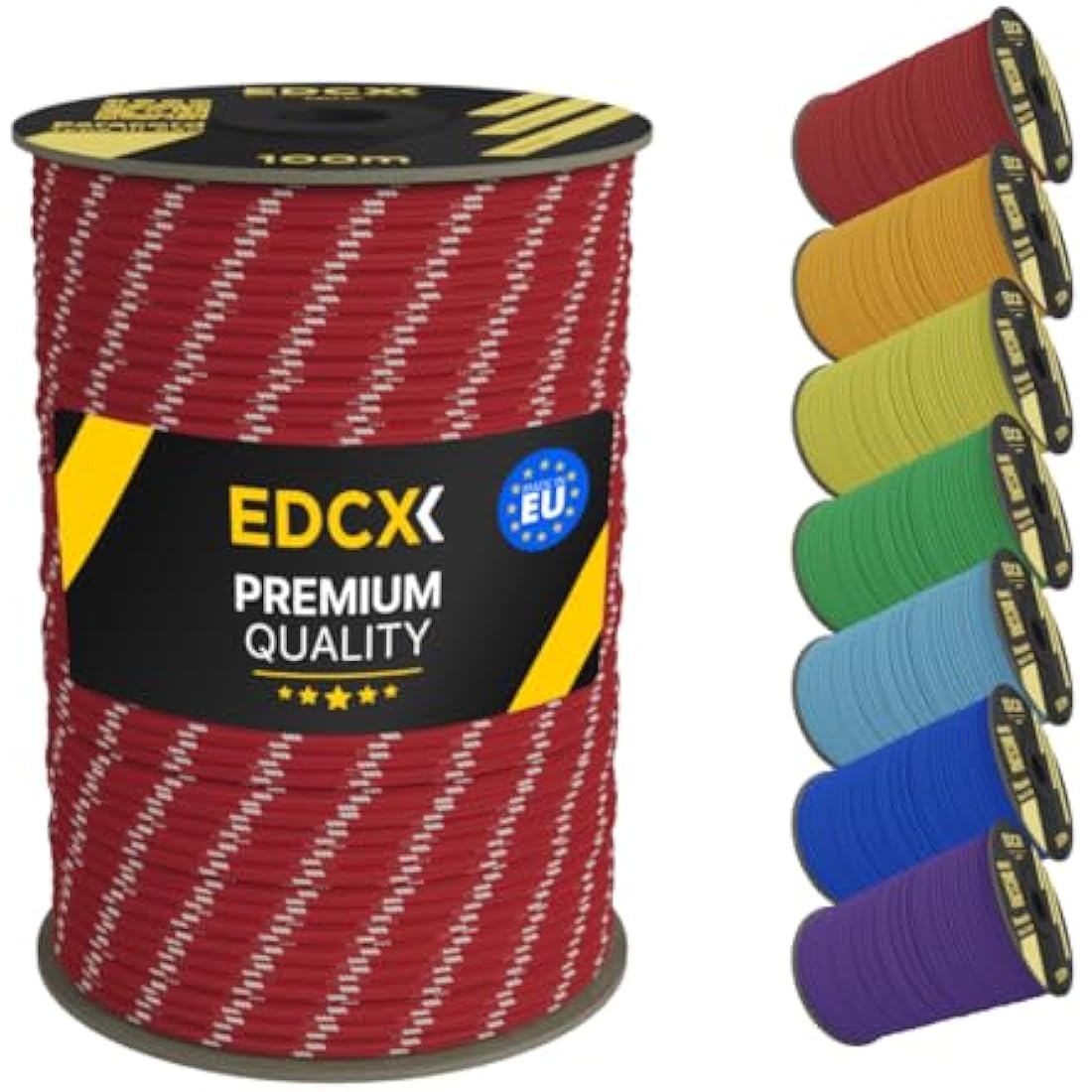 EdcX 4mm Rope 550 - Type III, 100% Rope, 7 Strand Rope, 4mm Rope in Solid Colors