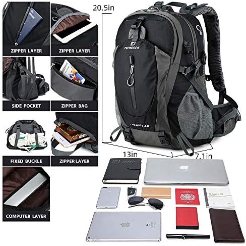 FENGDONG 40L Lightweight Waterproof Backpack for Hiking Camping Travel for Men and Women
