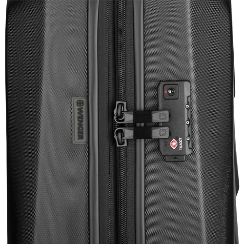 Wenger Prymo Medium hardside case with 4 Wheels, mid-Sized, 59 (67) L, Hardshell, Security Lock, for Men and Women, Travel or Vacation, Black, 612537