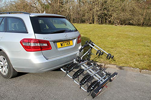 Witter ZX204 Bicyle Bolt-on Towball Mounted Bike Rack for 4 Bikes | Maximum Load of 60kg | Lightboard for 13 Pin Socket