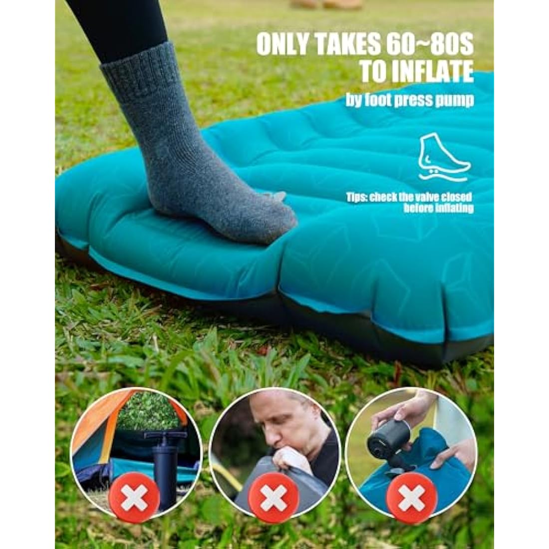 AKSOUL Self Inflating Sleeping Mat for Camping: 8-12CM Thickness Single Camp Mattress, Double Joinable Camping Inflatable Mat