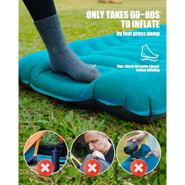 AKSOUL Self Inflating Sleeping Mat for Camping: 8-12CM Thickness Single Camp Mattress, Double Joinable Camping Inflatable Mat