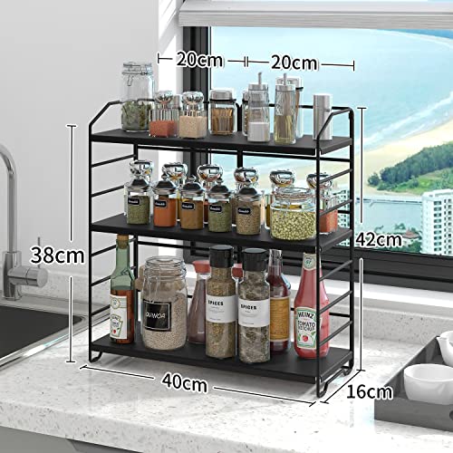 AIRUJIA Spice Rack 3-Tier, Height Ajustable, Seasoning Rack for Kitchen Countertop, Spice Rack Free Standing, Bathroom Organizer Storage Rack,