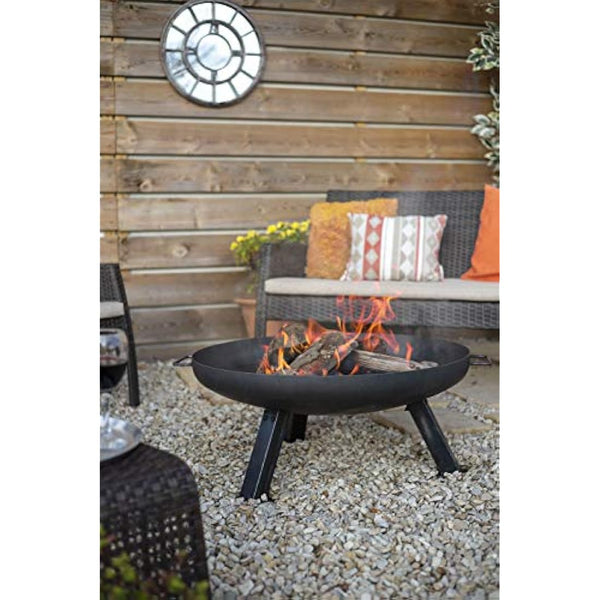La Hacienda 55576 Pittsburgh Medium Firepit - Industrial Thick Steel - Patio Heater - 360 View - Log Burner, Oiled Steel, 33cm H x 85cm