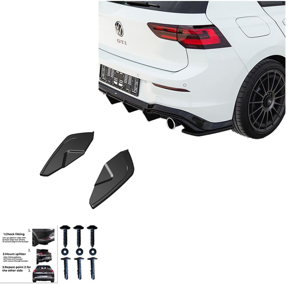 Oneway Rear Side Diffusors compatible with Volkswagen Golf VIII HB GTI 2020- - Gloss black