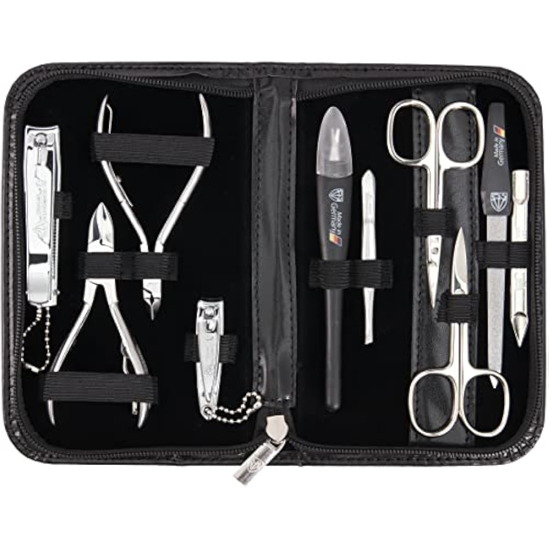 3 Swords Germany - brand quality 10 piece manicure pedicure grooming kit set for professional finger & toe nail care scissors clipper fashion leather case in gift box, Made by 3 Swords (000415)