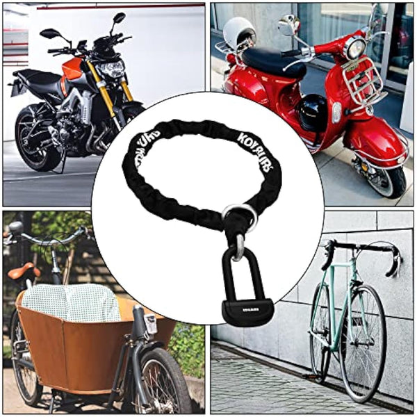 KOHLBURG 8kg Massive Motorcycle Security Chain Lock - 210cm Long Our Highest Security Level 10plus of 10 - Heavy Duty Steel Chain 0.5" as Motorcycle Lock Scooter & ebike Lock Sold Secure Diamond
