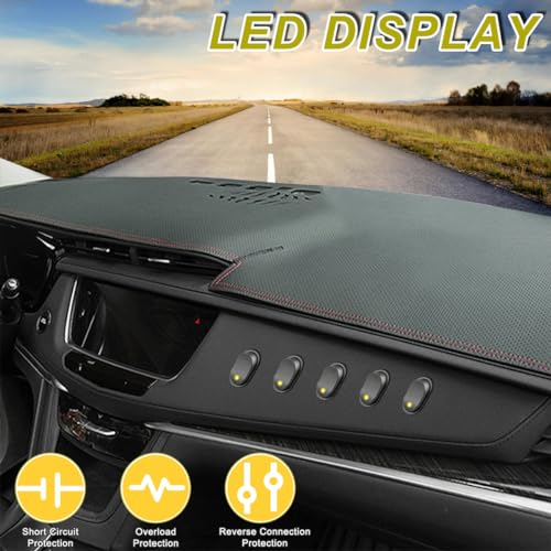 DAOKAI LED Lighted Rocker Switch 12V 30A SPST 3 Pin ON Off Toggle Switch Illuminated Red Lighted Oval Shaped Switch for Automotive Truck RV Boats - 5pcs