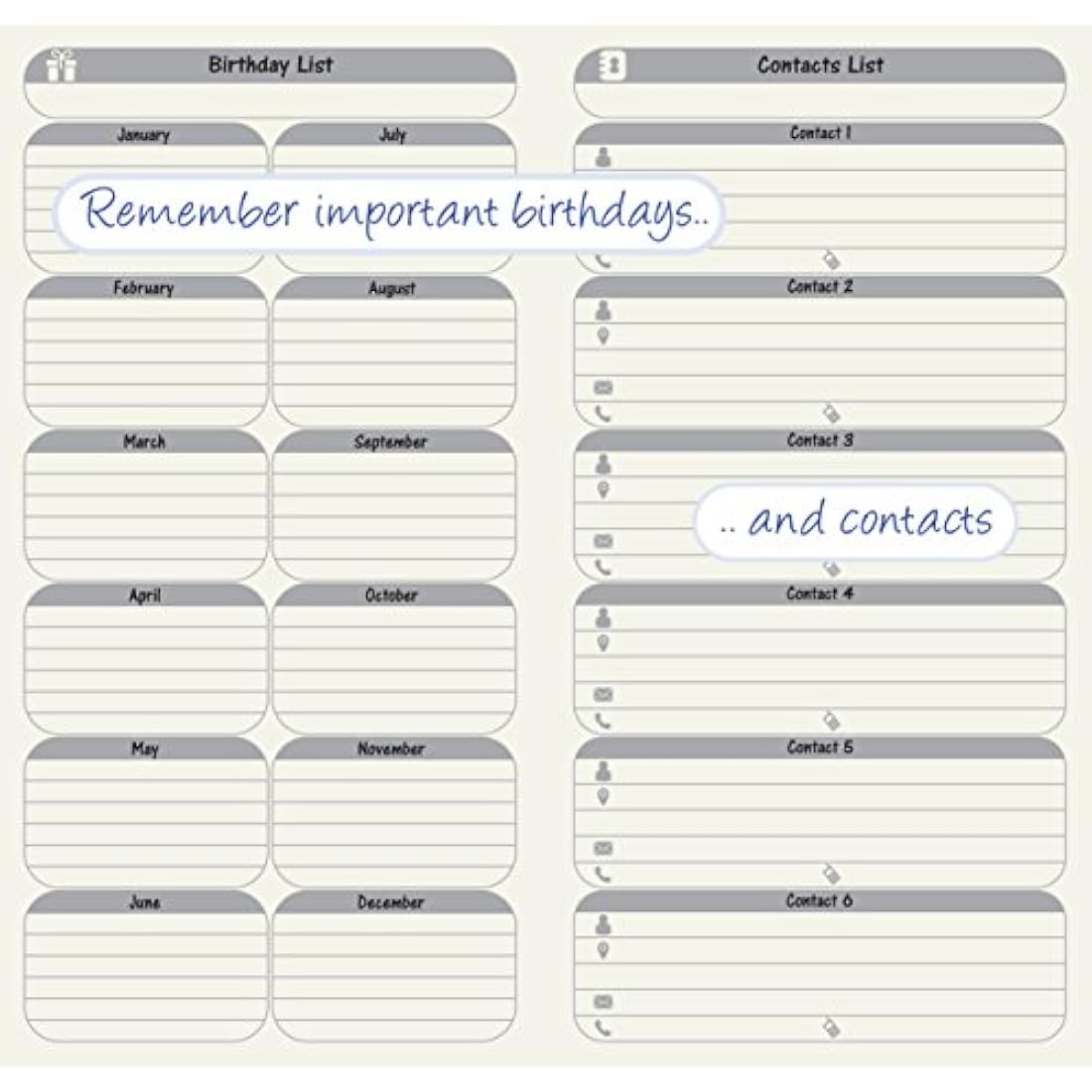 2 Pack Calendar To-Do List Weekly Planner Refill Insert for Standard Traveller's Notebook Leather Journal - 21x11cm Ideal Weekly Diary Notebook