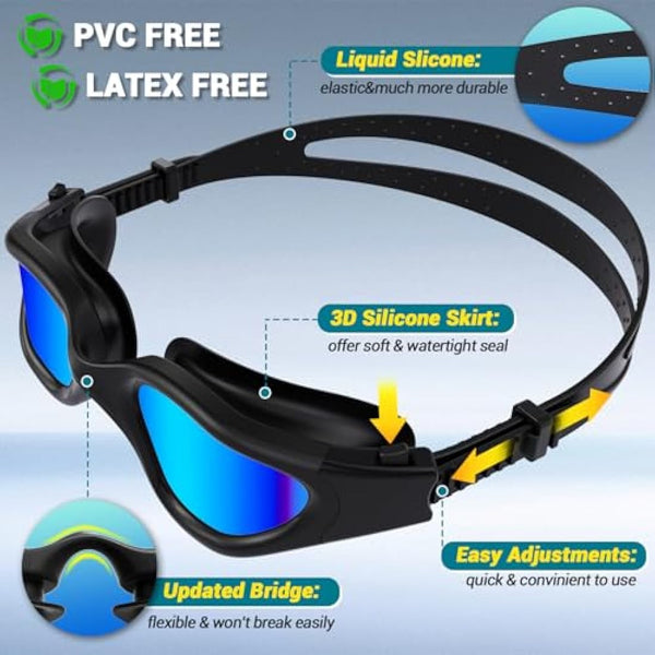 Winline Swimming Goggles Clear Vision Anti Fog Anti UV Anti Leak Waterproof Swim Goggles with Polarized or Non-Polarized Lens for Adult Men Women Teenager