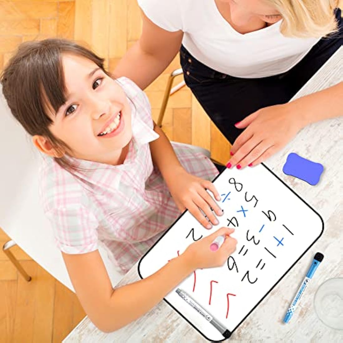 Nicpro Dry Erase Whiteboard A3, Magnetic Double Sided 30 x 42 cm White Board with Black Border, Including 8 Water-Based Pens and 1 Eraser for Kid Writing & Drawing, Student School, Classroom, Home Use