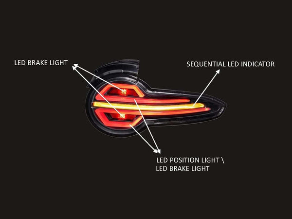GAZOZ PERFORMANCE Exterior Accessories - Black Full LED Tail Lights with Sequential Indicator Compatible with MX5 ND 2015-2024 - Black Housing/Clear Lens