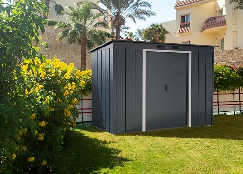 Duramax ECO 8 x 8 (6.35 m2) Metal Garden Storage Shed, Hot-Dipped Galvanized Metal Garden Shed, Tool Storage Shed, Strong Reinforced Roof Structure, Maintenance-Free Metal Shed, Anthracite