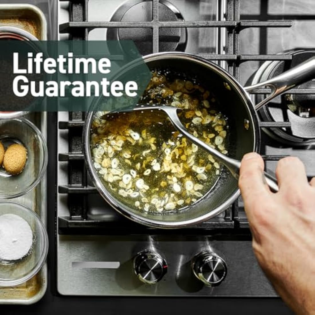 HexClad Hybrid Nonstick 2-Litre Saucepan with Tempered Glass Lid, Stay-Cool Handle, Dishwasher-Friendly, Oven-Safe Up to 480°C, Induction Ready, Compatible with All Cooktops