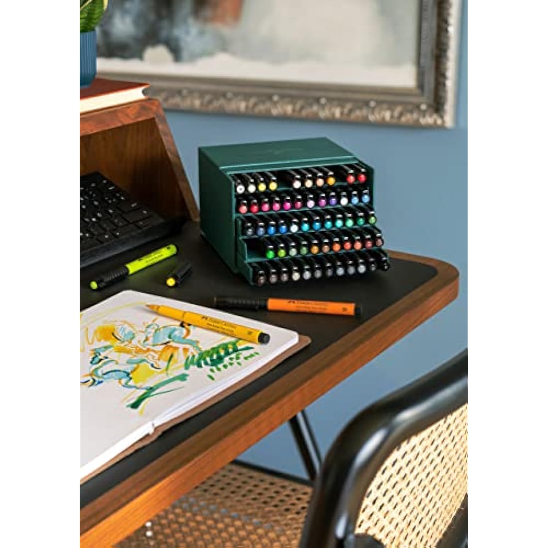 Faber-Castell Art & Graphic Pitt Artist Pen Brush India Ink Pen, Multicoloured, Studio Box Of 60, For Art, Craft, Drawing, Sketching, Home, School, University, Colouring