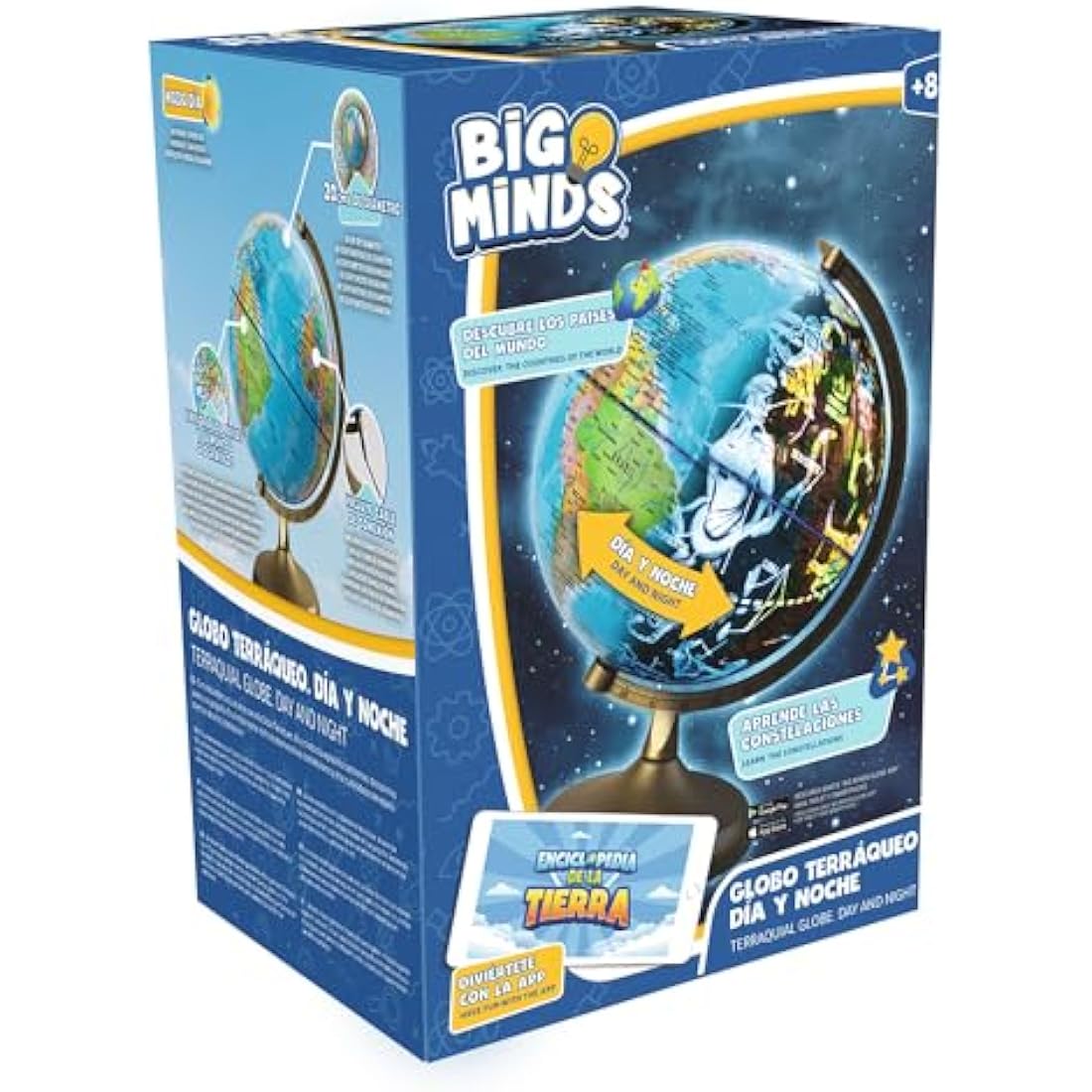 BIG MINDS - Interactive Globe In Spanish | Globe Lamp Night & Day Modes | Globe For Kids | Globes Of Earth LEDLight | World Globe For Kids 8 Years Old And Above Interactive