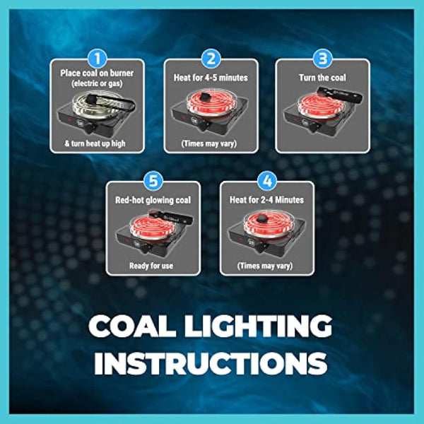 4kg - 320° Premium Coconut Shisha coal charcoal (25mm Cube) for hookah & BBQ 4 kg - 288 pieces - Nicotine Free