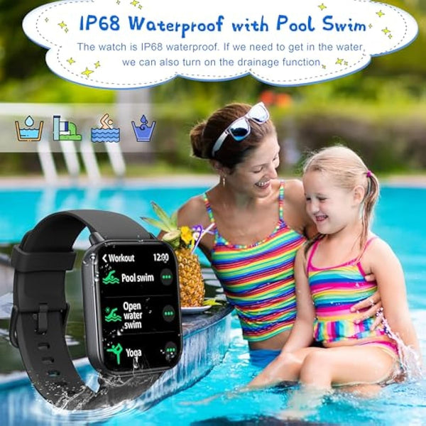 KALINCO Kids Smart Watch for Boys Girls Teens, IP68 Waterproof Swimming Smartwatch, 1.8'' Fitness Activity Tracker with 100 Sports, Make/Answer Call, Heart Rate/Sleep Monitor, Valentines Gift for Kids