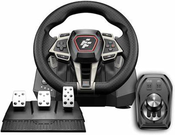 Flashfire F107 IMOLA Racing FORCE FEEDBACK 1) Wheel 2) Pedals 3) Shifter - Hall-Effect Sensor Vibration Feedback Function Adjustable Rotation 270° and 900° Red/Black for PS4 XBOX X/S and One Switch PC Racing Simulator Driving Game