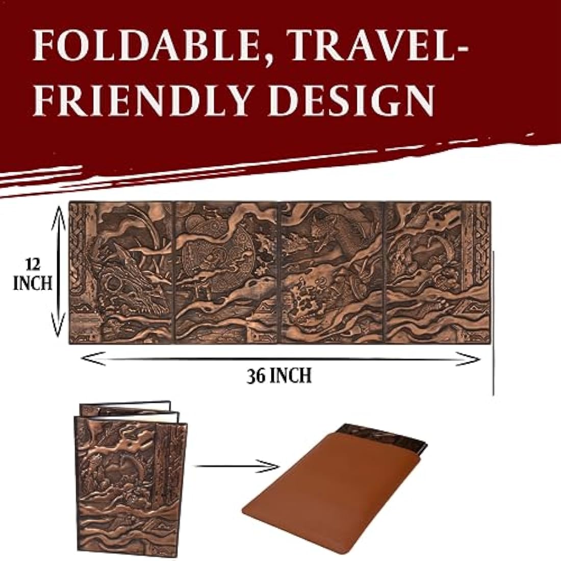 DND DM Screen 5e - D&D Dungeon Master Screen 3D Faux Leather with Customizable Inserts - Dungeons and Dragons GM / Game Master Accessories Gift Man or Woman. Hide Your Dice Rolls, Maps & Books.