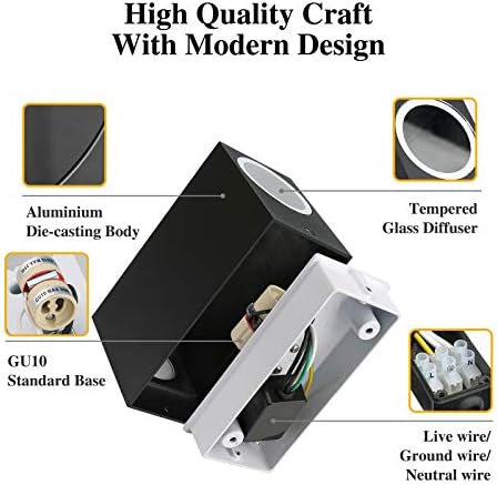 HLFVLITE 2 X Black Outside Wall Light Aluminium Up Down Outdoor Wall lamp, GU10 Exterior Wall Sconce, IP44 Waterproof Garden Lights for Front Door, Patio, Terrace, Hallway, Garage, Porch