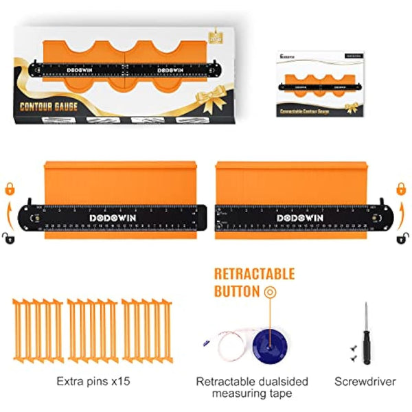 DODOWIN Connectable Contour Gauge 20", Laminate Flooring Shape Measuring Tool, Carpenter Gadgets for Men, Gifts for Dad Fathers Day, Personalised Gifts for Him Husband, Birthday Gifts for Men Dad
