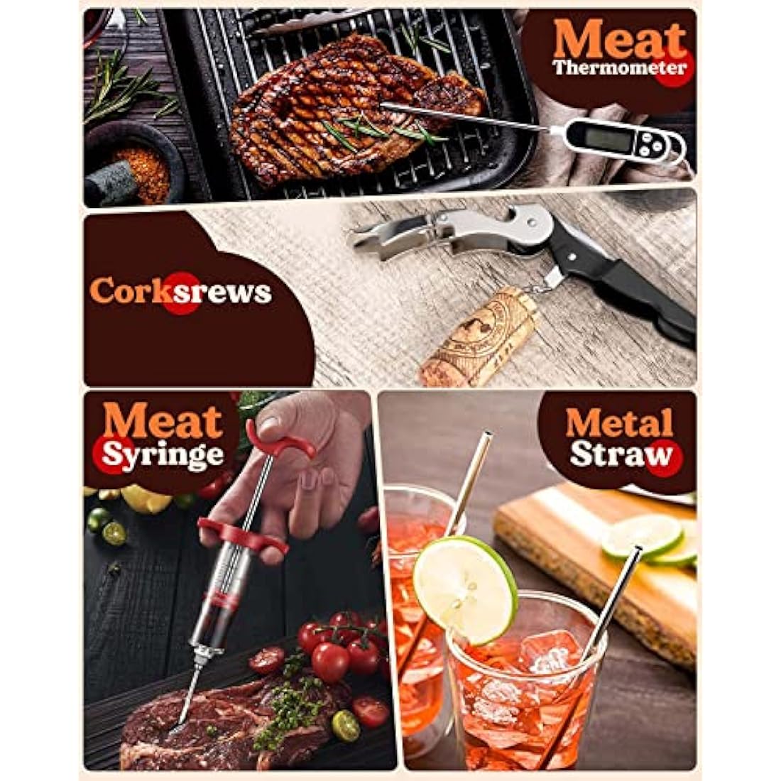 KALAHOL 32-in-1 BBQ Tools Set Extra Thick Stainless Steel Grill Tool Set with Gift Wrapping Box, Premium Complete Outdoor BBQ Utensils Set Professional BBQ Accessories BBQ Kit for Men and Women Gift