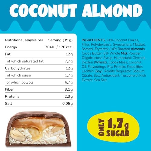 ahead | Keto Chocolate Bars – 18 x 35g – Coconut Almond – Low Carb Sugar Free – 100% Natural with MCT-Fats – Keto Snacks & Healthy Snacks