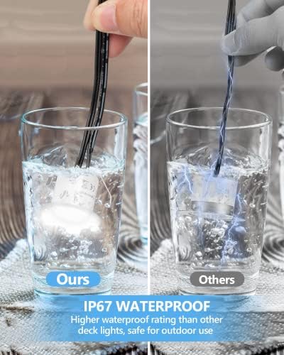 HIBOITEC 16Pcs Decking Lights, Lighting LED Deck Lights φ32mm, Cool White Decking Lighting, Waterproof Plinth Deck Light, for Outdoor, Garden, Floor Tile, Staircase, Wall Corner, Bathroom