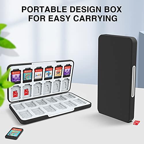 HEIYING Game Card Case for Nintendo Switch 2/ Switch OLED / Lite,Portable Black Switch 2 Game Holder with 24 Game Card Slots and 24 Micro SD Cards Slots