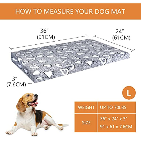 VANKEAN Dog Bed Mat Reversible(Warm & Soft), Stylish Pet Bed Mattress for Dog Crate, Water Proof Linings, Removable Machine Washable Cover, Pet Bed for Small to XX-Large Dogs, Light Grey