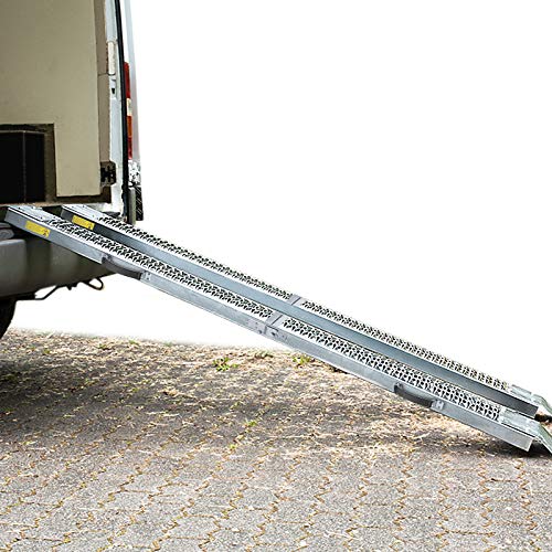 MONZANA® 2x Heavy Duty Loading Ramps 160x22.5x4.5cm | Galvanised Steel Non Slip Perforated Surface | 400kg Load Capacity | Motorbike Access Ramp ATV Quad Motorcycle Lawnmower Scooter Machinery