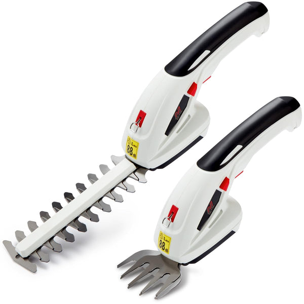 NETTA 2in1 Grass Shear & Hedge Trimmer with 7.2V Rechargeable 1500mAh Lithium-Ion Battery, Edging and Shrub Shear, 2 Interchangeable Blades, Lightweight, Garden Cutting Edge Trimmer, Pruner - Handheld