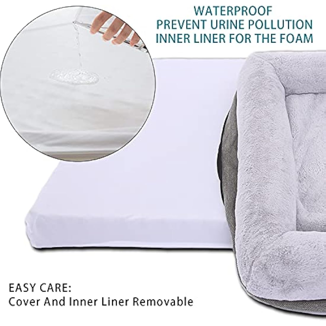 Rusefar Orthopedic Dog Bed, Large/Medium, Waterproof Liner & Washable Cover, For Crates & Couches