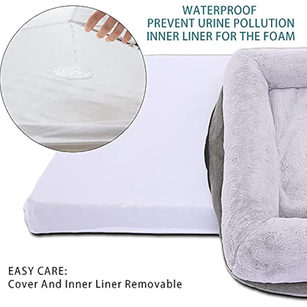 Rusefar Orthopedic Dog Bed, Large/Medium, Waterproof Liner & Washable Cover, For Crates & Couches