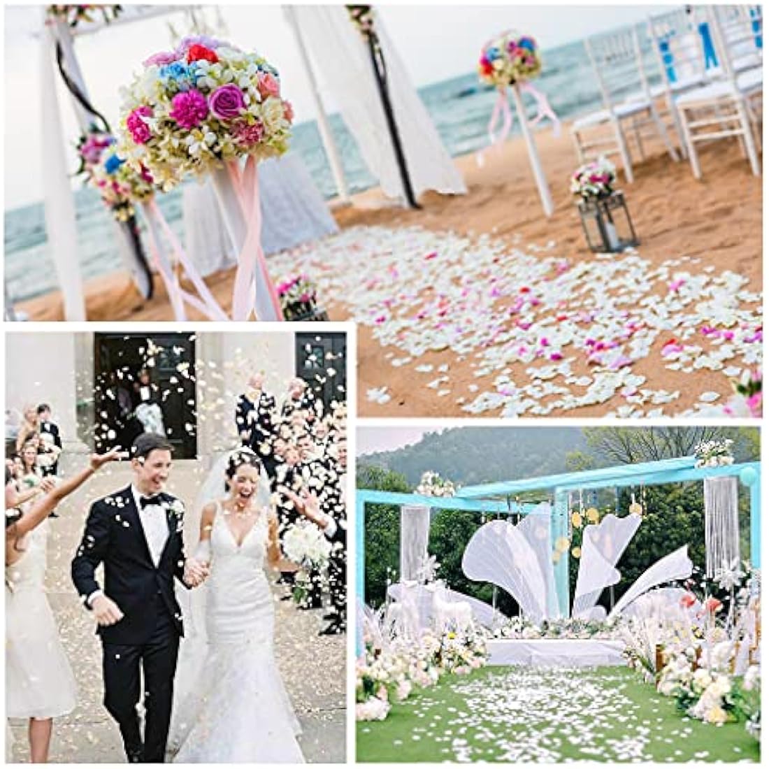 JCF 2000 Pieces Rose Petals, Artificial Flower Petals, No-Taste Emulation Roses Petals for Bedroom Wedding Valentine's Day Anniversary Party Romantic Decorations(White)