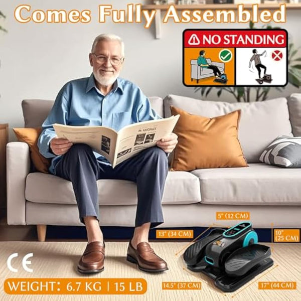 Amonax Electric Pedal Exerciser, Seated Elliptical Machine Cardio Under Desk Exercise Bike, Mini Cycle Trainer for Elderly, Sit down Foot Step Machine Leg Exercise Equipment for Home Use
