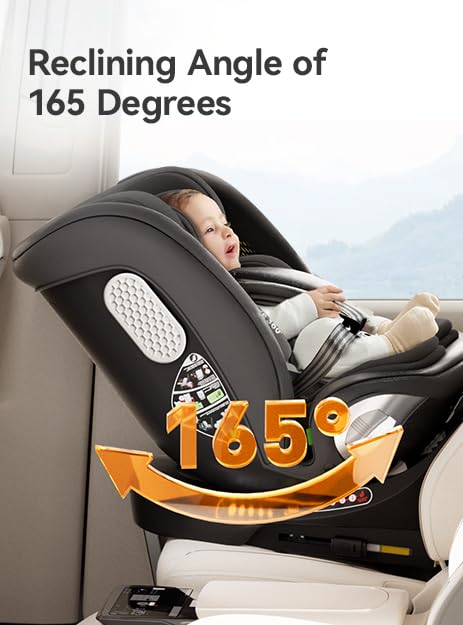 360 Car Seat with ISOFIX - for Newborn to 12 Years Children, i-Size (ECE R129/E4) Rotating Swivel Baby Car Seat,Group 0+1/2/3 (40-150cm),Rear Facing for Longer from Birth to 4 Years.Black.